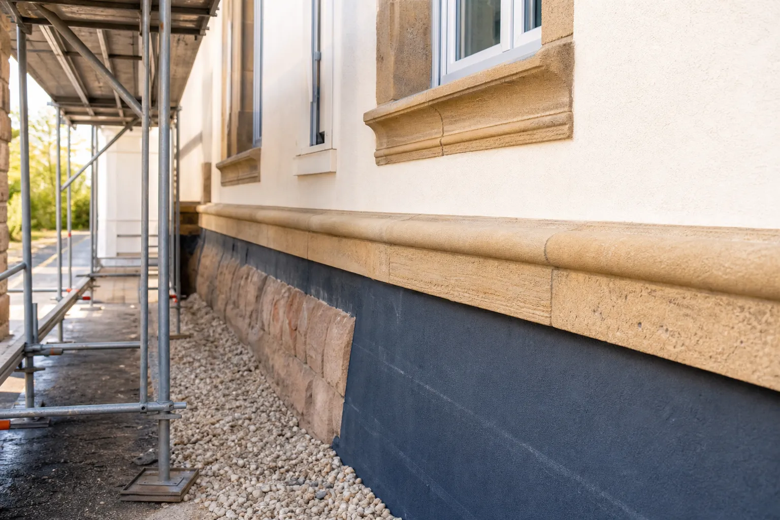 Altbaufassade mit Baugerüst